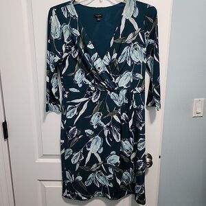 Ann Taylor Teal Floral Dress Sz 10